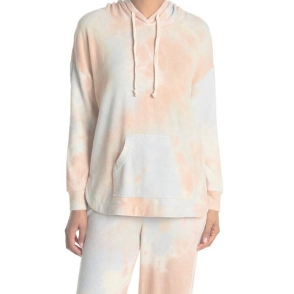 Melloday Tie Dye Kangaroo Pocket Hoodie Blue Orange Size Medium NWT - Picture 1 of 11